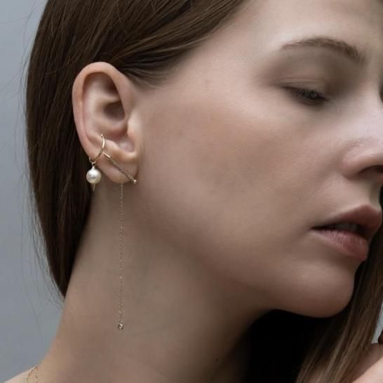  strong cone swing pearl earcuff