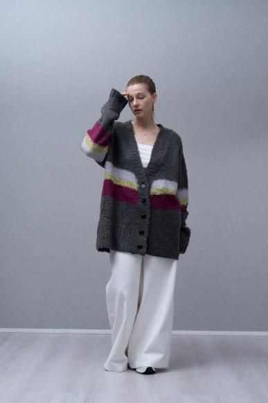  Fluffy long wool cardigan