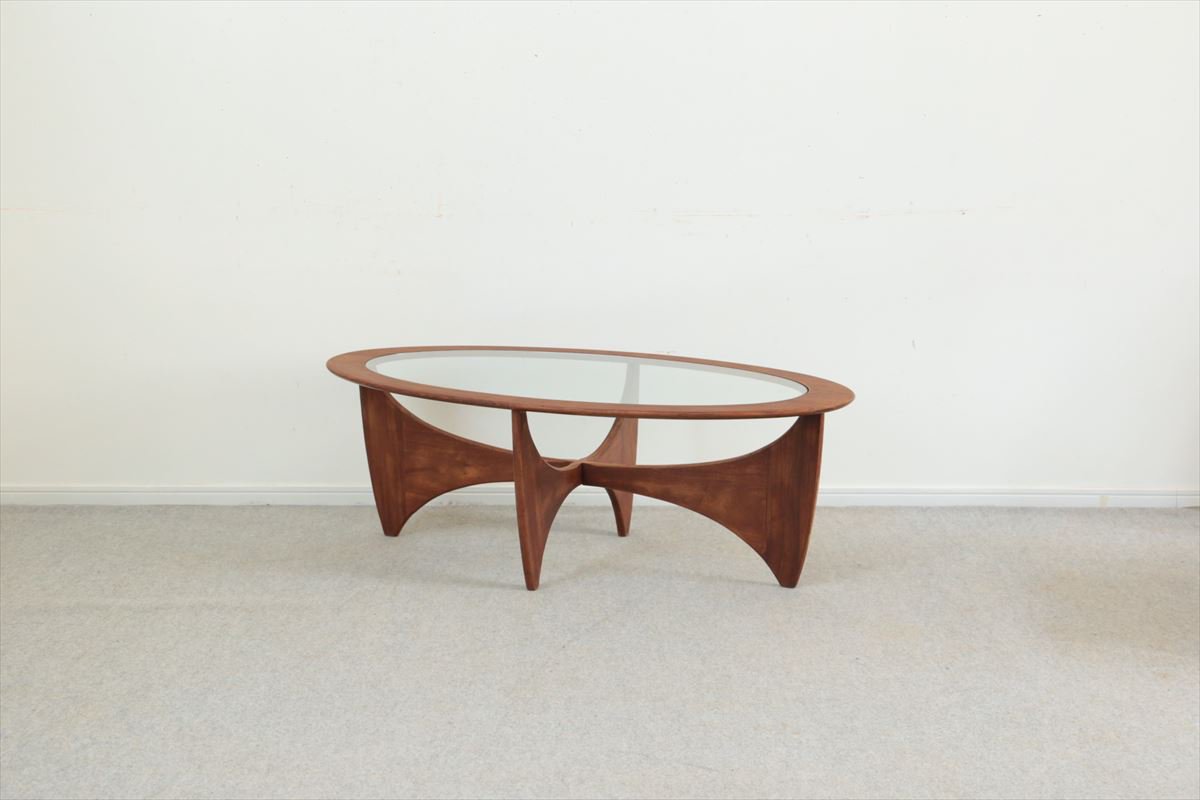 G-PLAN/ガラステーブル(オーバル・アフリカンチーク)/イギリス家具