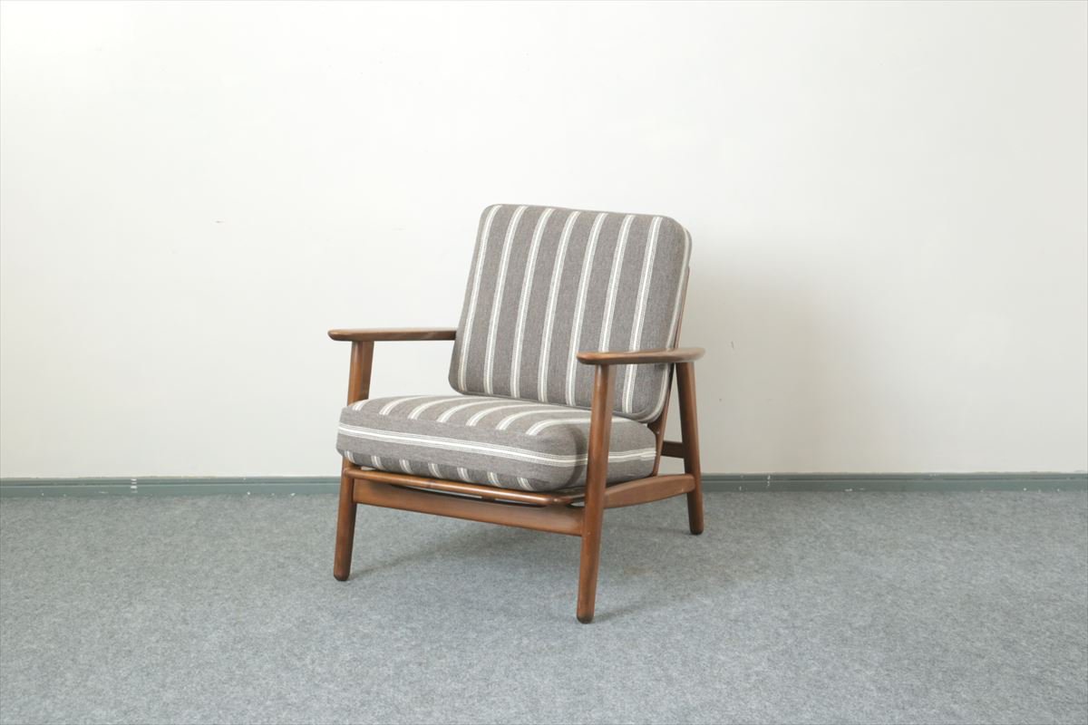 Hans J.Wegnerハンス・J・ウェグナー/１シーターソファ「GE233」(着色ビーチ/zivago・GY)/デンマーク家具/J211-11a  - 北欧アンティークとデンマーク家具の店：ハミングジョー