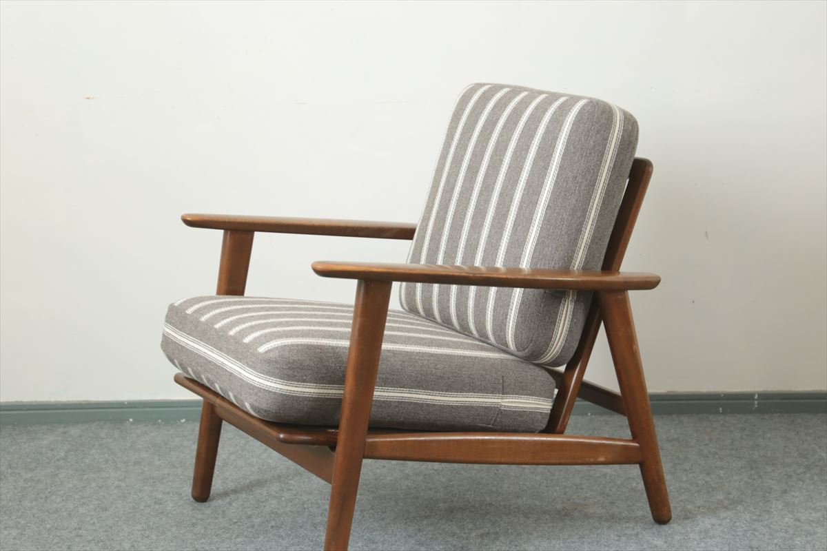 Hans J.Wegnerハンス・J・ウェグナー/１シーターソファ「GE233」(着色ビーチ/zivago・GY)/デンマーク家具/J211-11a  - 北欧アンティークとデンマーク家具の店：ハミングジョー