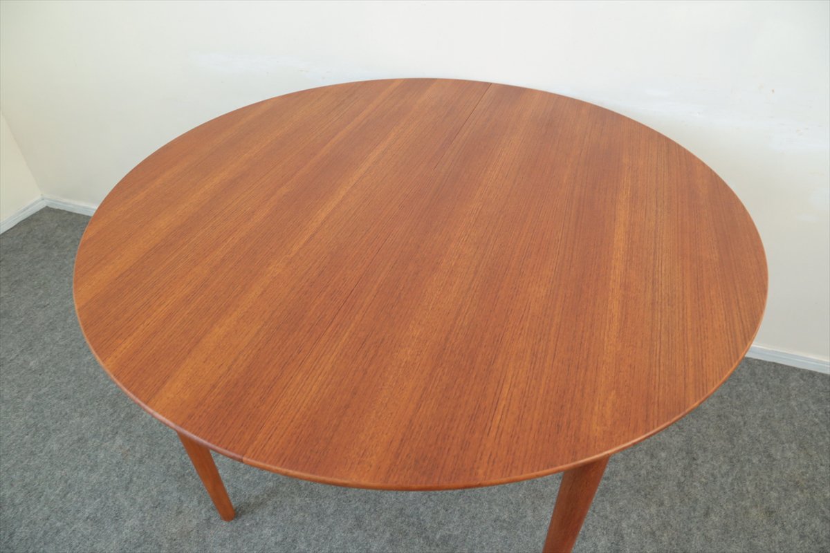 丸テーブル（チーク・エクステンション・中板1枚）/115×115/デンマーク 