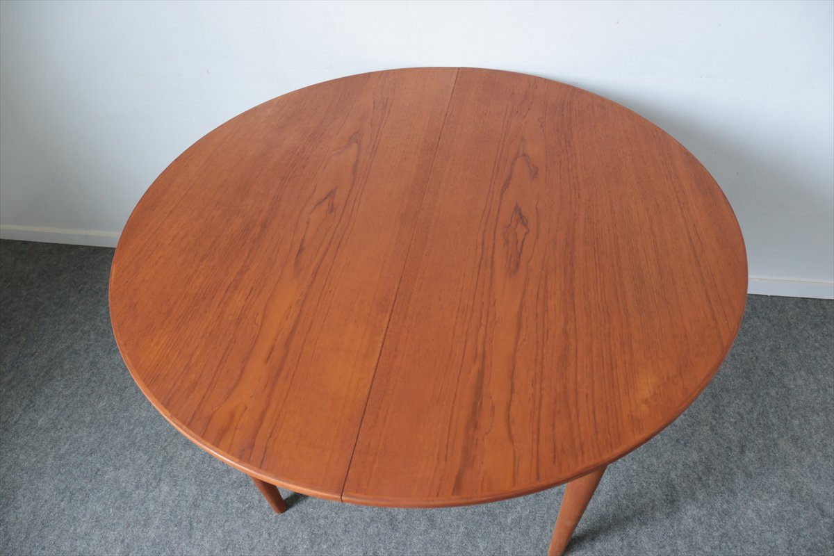丸テーブル（チーク・エクステンション・中板1枚）/110×110/デンマーク 