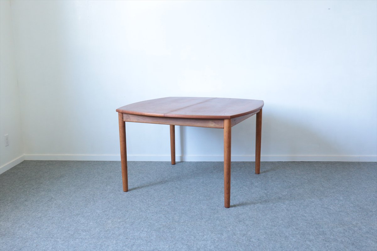 正方形テーブル（チーク×オーク・エクステンション）/115×115.5/デンマーク家具/K223-90 -  北欧アンティークとデンマーク家具の店：ハミングジョー