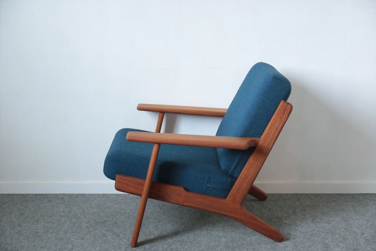 Hans J.Wegnerハンス・J・ウェグナー/ソファ「GE290」(チーク/MelangeNap・ネイビー)/デンマーク家具/J223-46 -  北欧アンティークとデンマーク家具の店：ハミングジョー