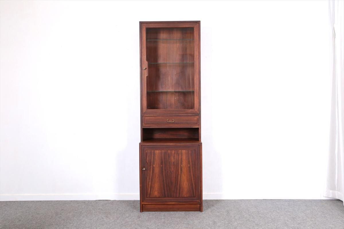 SALE！！｜昭和レトロ｜ローズウッドカラー｜スリムキャビネット｜食器棚/本棚｜ ヴィンテージ｜ローズウッドカラー｜スリムキャビネット｜食器棚