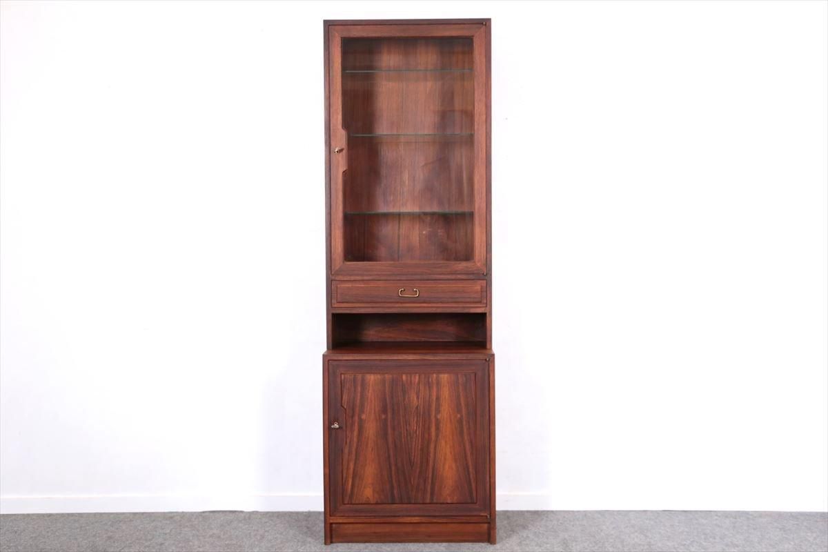 本棚（ローズウッド・ガラス）/スウェーデン家具/A241-65 - 北欧