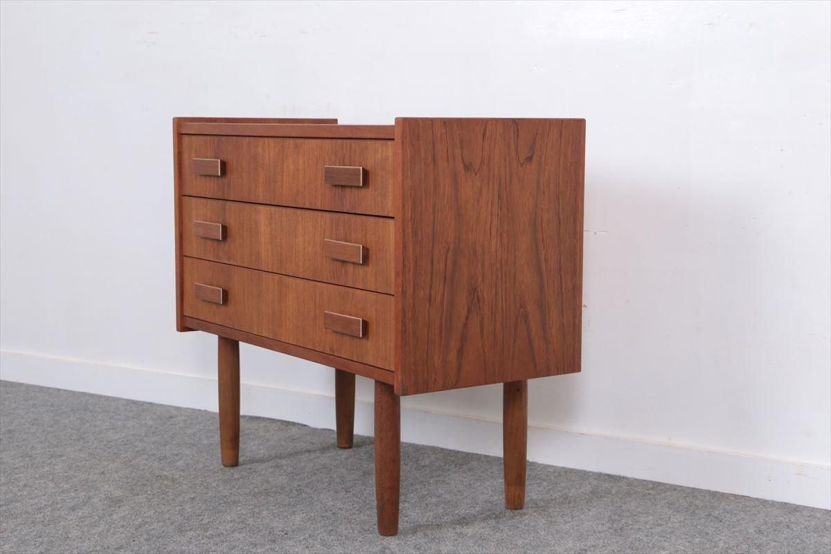 デンマーク　チーク　3段チェスト　スモールチェスト　北欧家具 3段ミニチェスト(チーク)/デンマーク家具/K243-146 - 北欧アンティーク
