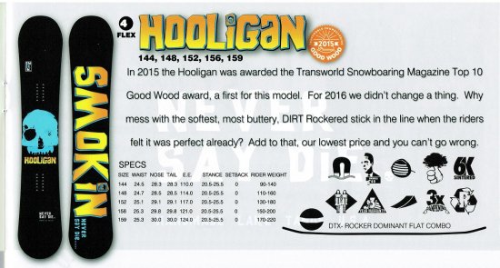 SMOKIN HOOLIGAN 152 スモーキン フーリガン スノーボード-