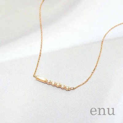 enu エヌ ENP-248 10金 ピンクゴールド ダイヤモンド バーネックレス