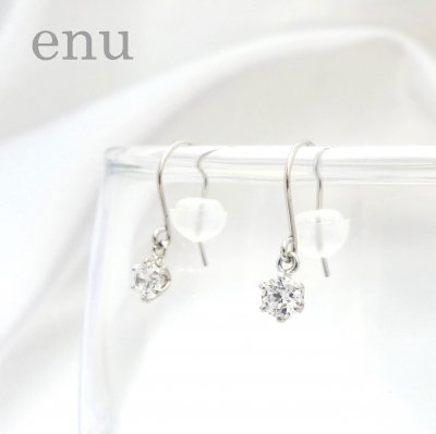 enu エヌ ENE-053 14金 ホワイトゴールド 一粒フックピアス