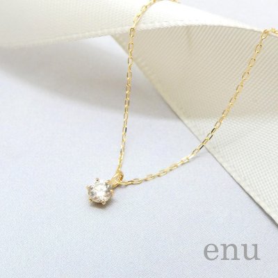 enu エヌ ENP-239 10金 イエローゴールド 0.10カラット ダイヤモンドネックレス - NONBODY