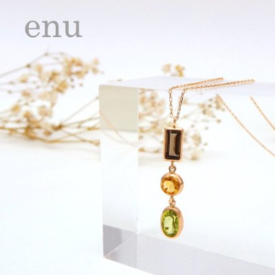 enu エヌ ENP-245 10金 ピンクゴールド ネックレス スモーキークォーツ