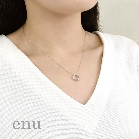 経典 enu エヌ ENP-251 プラチナ900 ダイヤモンド フラワーネックレス アクセサリー