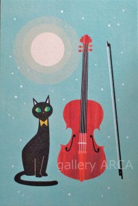 raindrop｜ポストカード｜猫とバイオリン