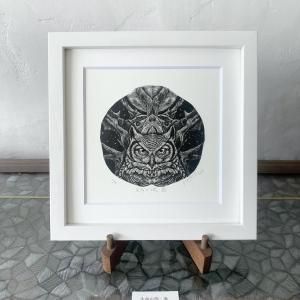 <img class='new_mark_img1' src='https://img.shop-pro.jp/img/new/icons14.gif' style='border:none;display:inline;margin:0px;padding:0px;width:auto;' />長嶋一孝｜木口木版画｜生命の環・梟