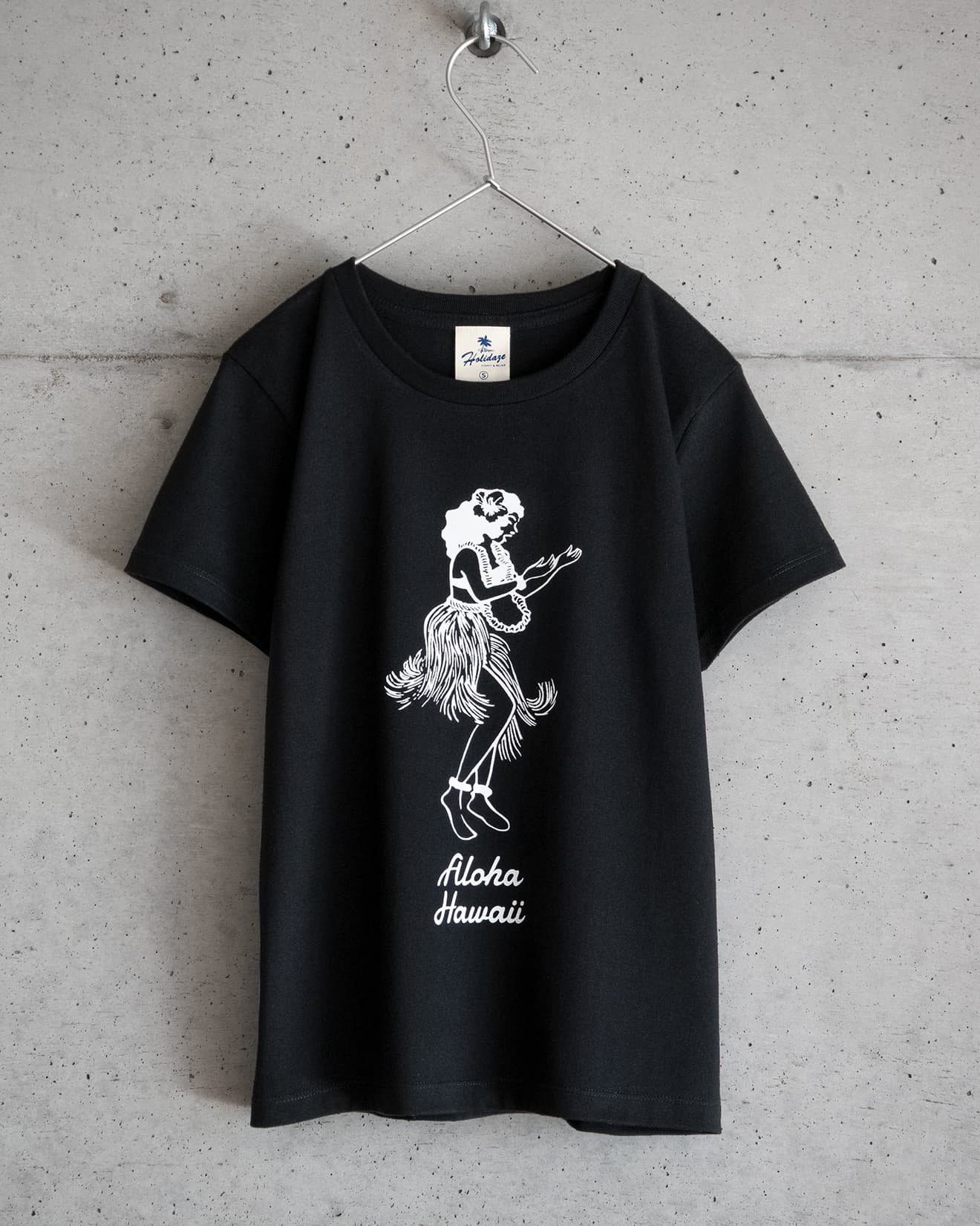ホリデイズのサーフ系 HULA GIRL レディースTシャツ（ブラック）