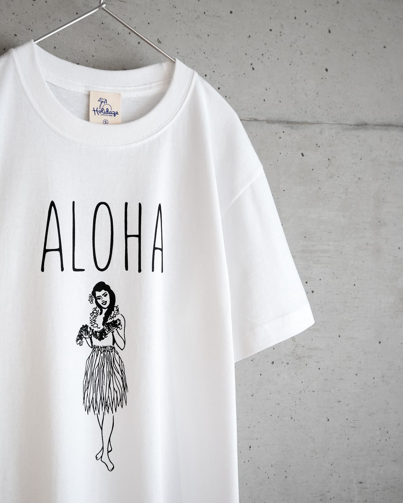 ALOHA HULA GIRL フラガール柄Tシャツ ホワイト - HOLIDAZE
