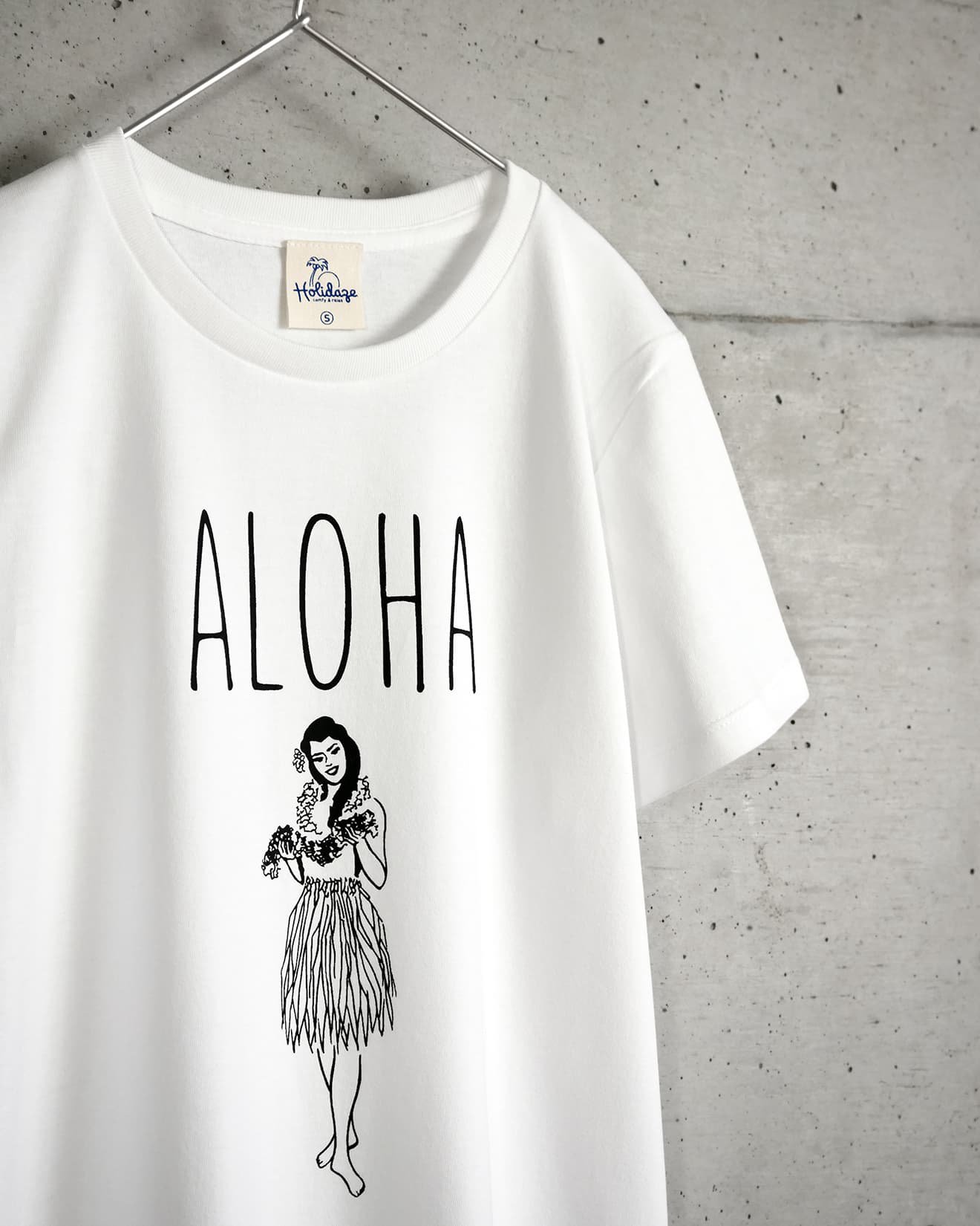ALOHA HULA GIRL レディースTシャツ（ホワイト）