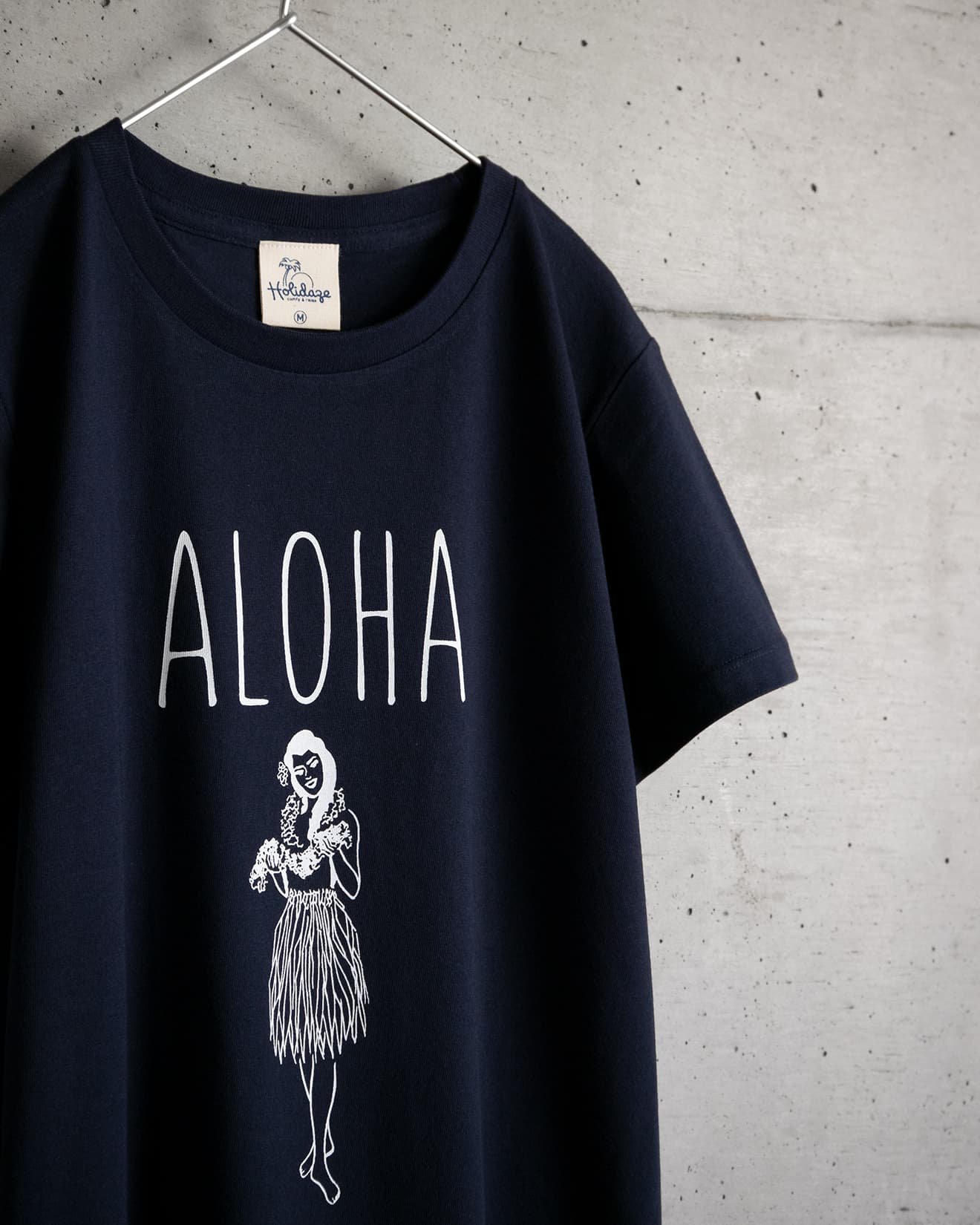 ALOHA HULA GIRL レディースTシャツ（ネイビー）
