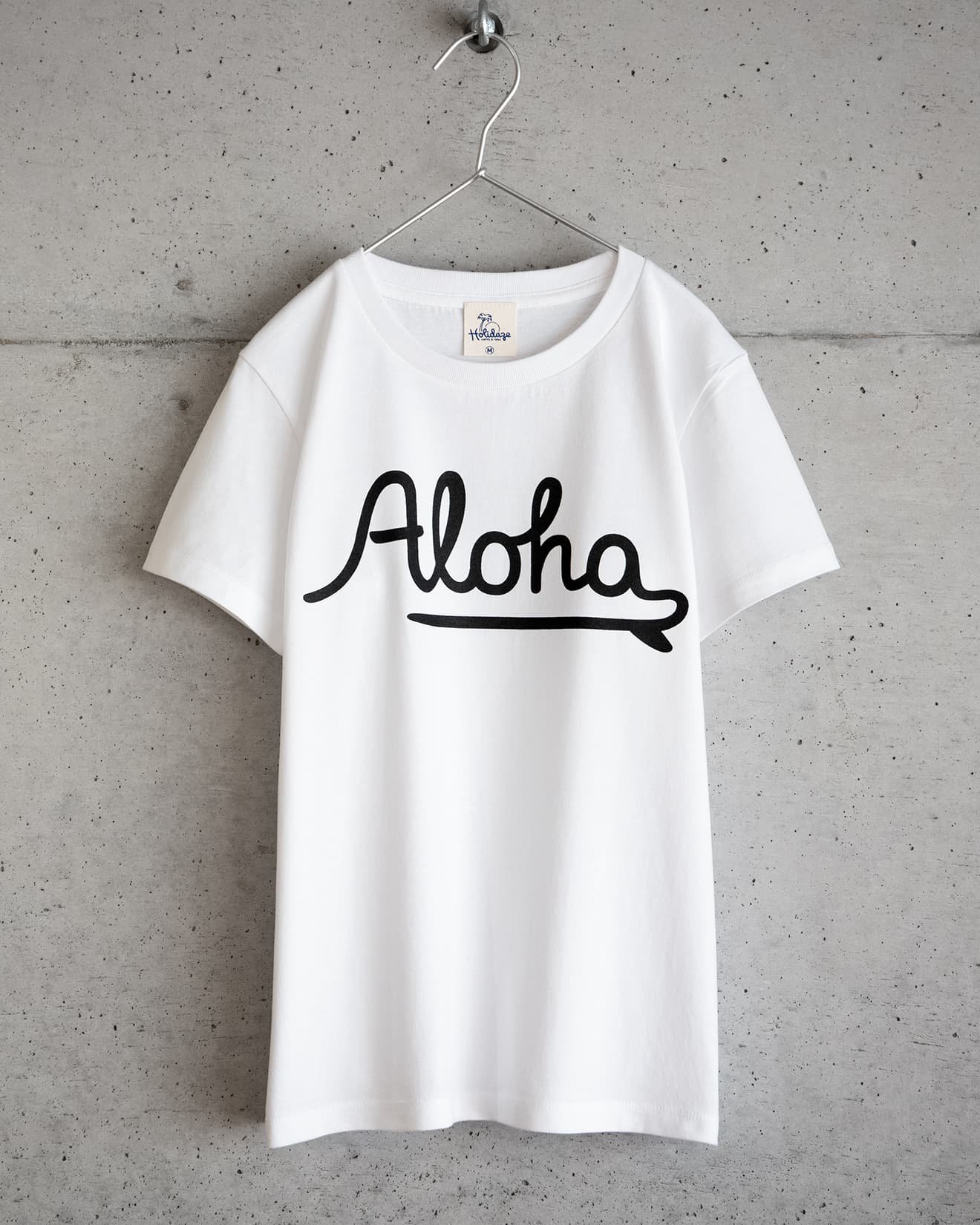 ホリデイズのサーフ系 ALOHA LOGO レディースTシャツ（ホワイト）