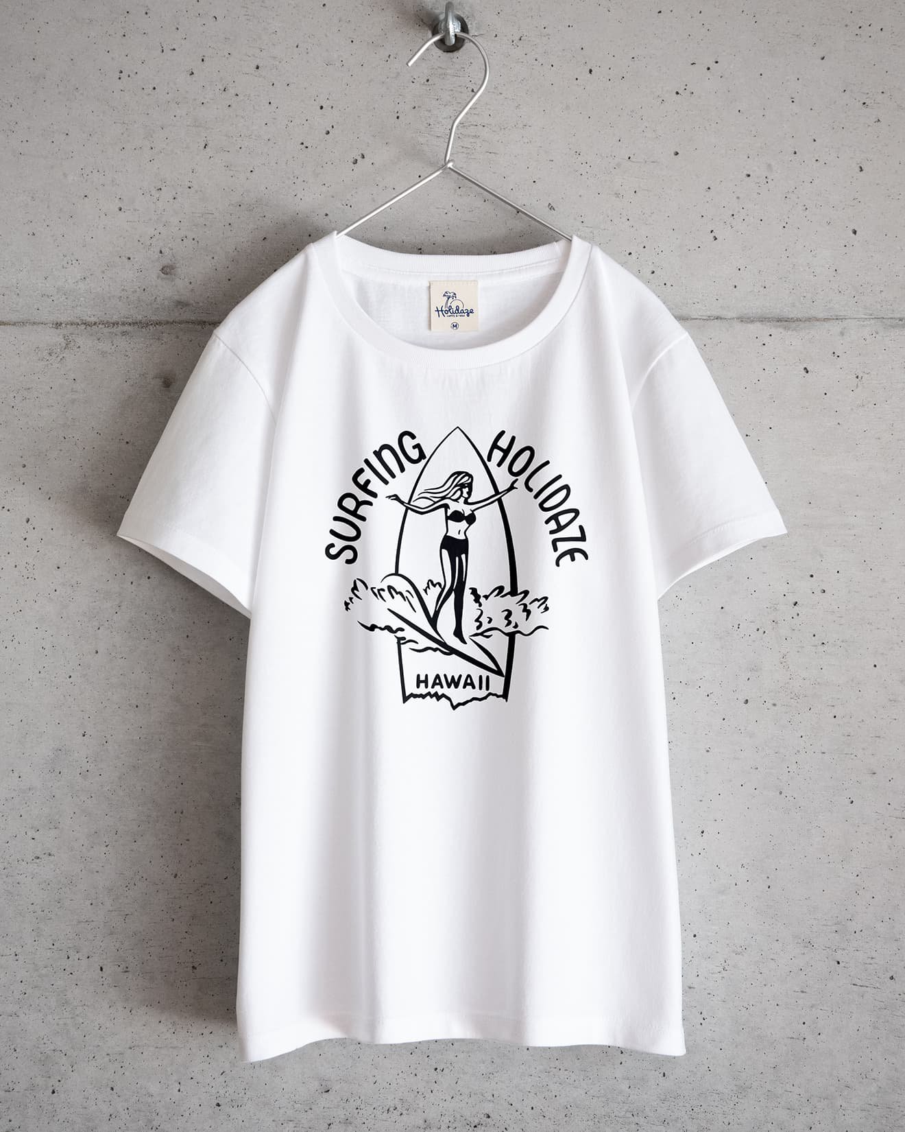 ホリデイズのサーフ系 SURF GIRL レディースTシャツ（ホワイト）