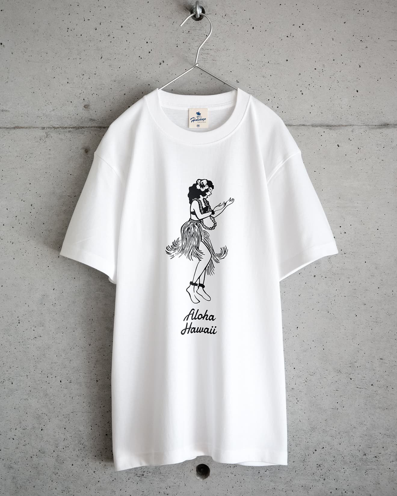 HULA GIRL フラガール柄Tシャツ メンズ ホワイト - HOLIDAZE