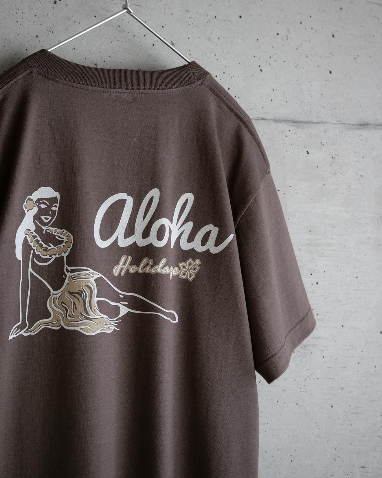 CHILLAX HULA GIRL - フラガール柄Tシャツ - トープ - HOLIDAZE