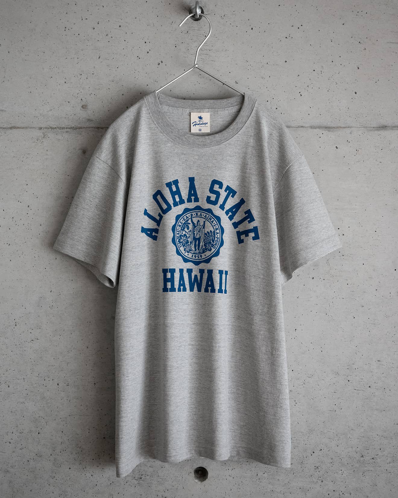 ALOHA STATE HAWAII カレッジTシャツ ミックスグレー - HOLIDAZE
