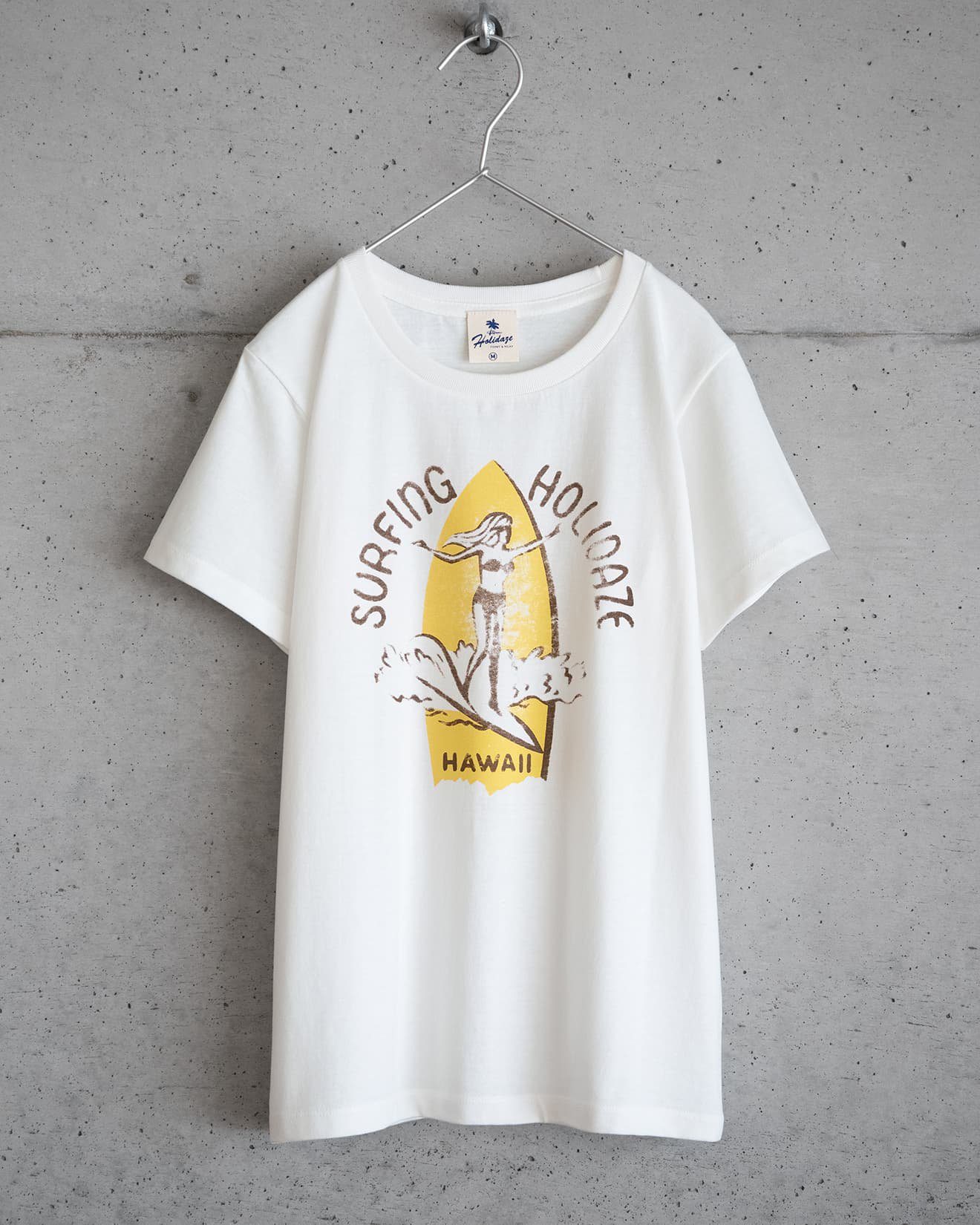 ホリデイズのサーフ系 SURF GIRL VINTAGE レディースTシャツ（オフ白）