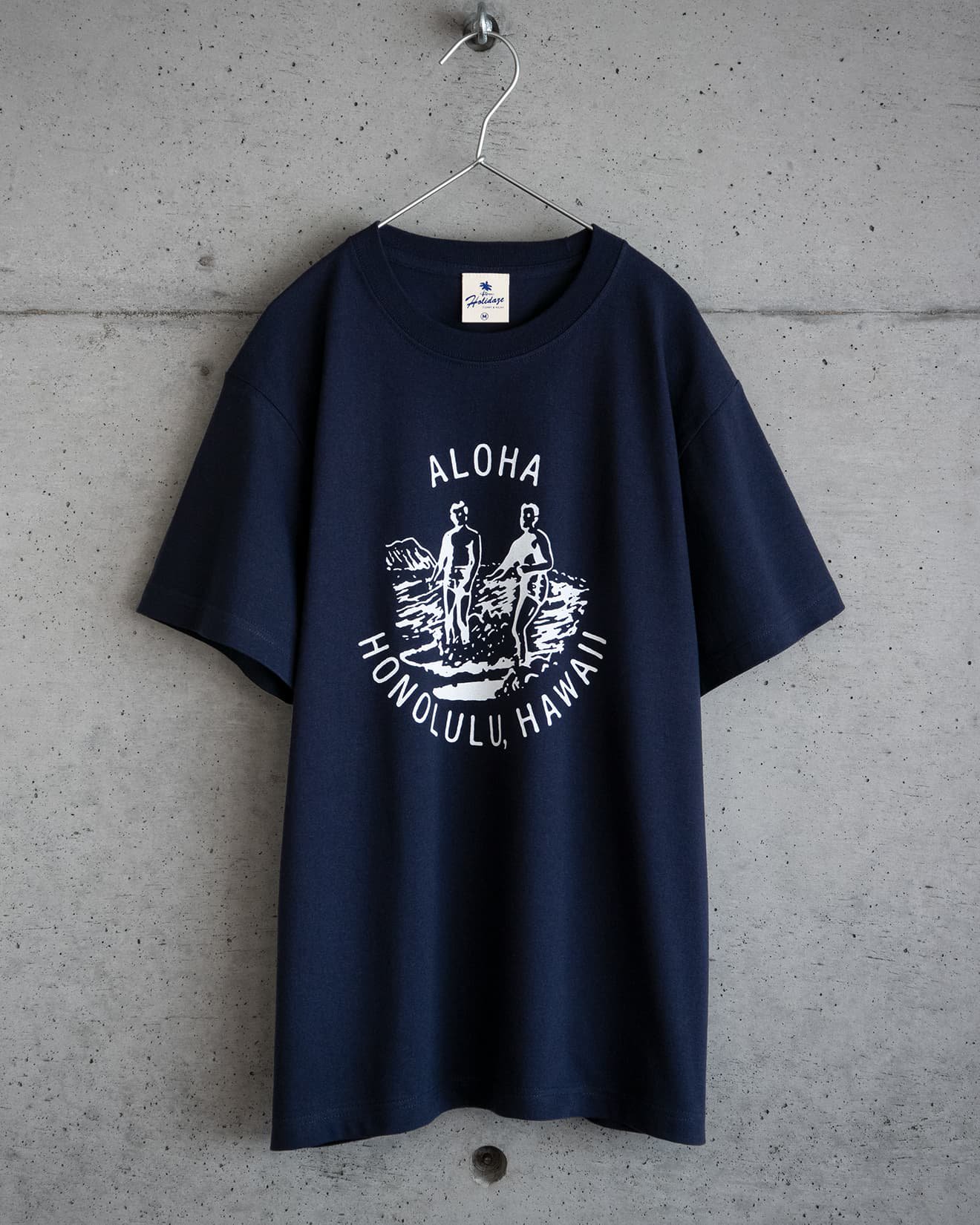 ホリデイズのサーフ系 ALOHA HAWAII Tシャツ（ネイビー）