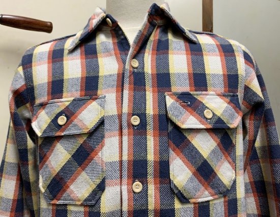 ウエアハウス Lot 3104 FLANNEL SHIRTS E柄 ネイビー　ワンウォッシュ - TRAVIS