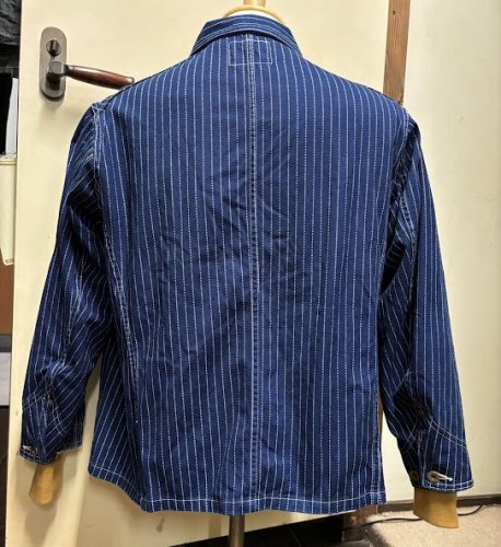 FULLCOUNT Indigo Wabash Stripe Chore Jacket - TRAVIS