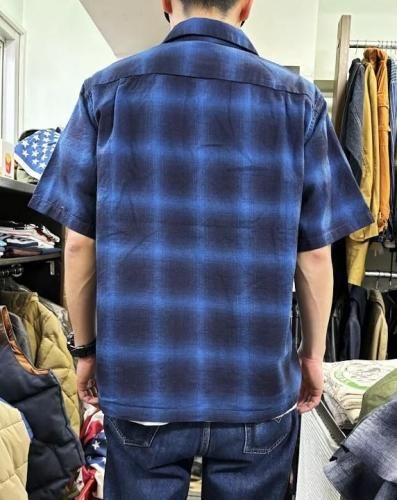 コリンボ Modest Collar Shirt Indigo Ombre Check インディゴ