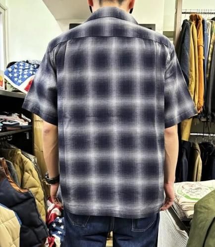 コリンボ Modest Collar Shirt Indigo Ombre Check インディゴ