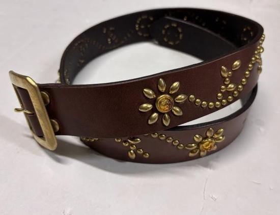 コリンボ JEWEL STUDDED LEATHER BELT 40mm Flower Pattern