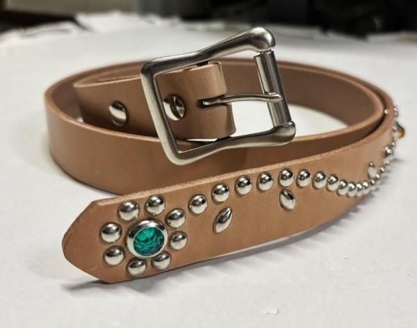 コリンボ JEWEL STUDDED LEATHER BELT 27mm Flower Pattern