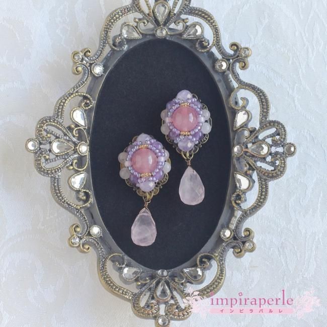 kit ローズクォーツとアメジストのゴムブレスレット - impiraperle