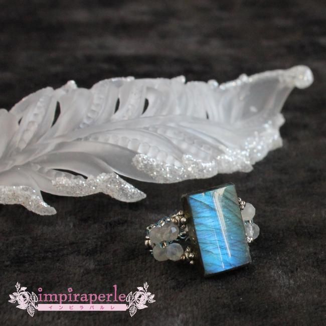 kit ラブラドライトのレクタングルリング - impiraperle