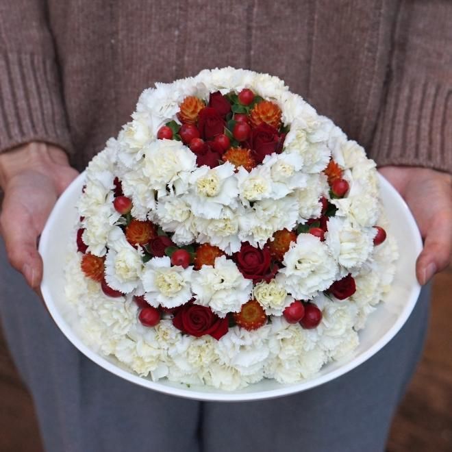 誕生日にフラワーケーキ 名古屋の花屋ゴールデンチャイルドガーデン