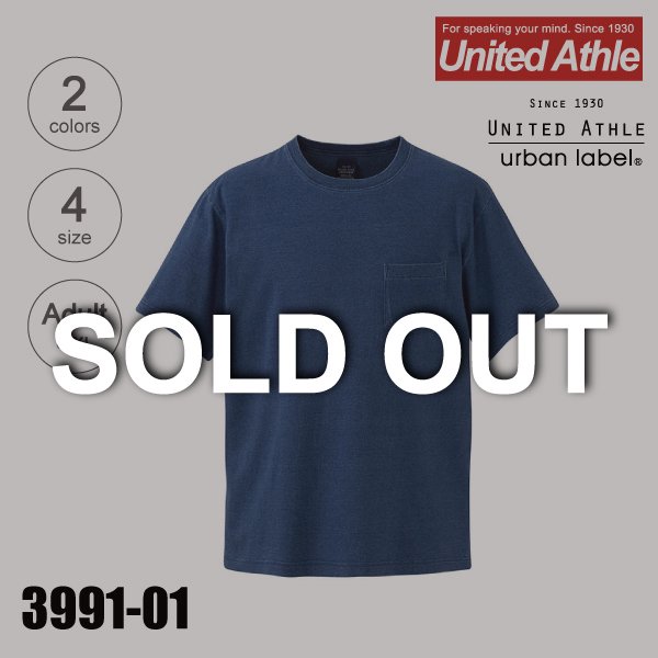 united athle ユナイテッドアスレ 5.3ozインディゴポケット付きtシャツ