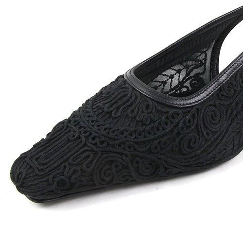 【Mame Kurogouchi】Cording Embroidery Sling Back Heels Curved Line Sling Back Heels | Mame