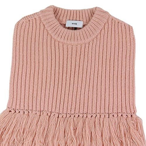 トップス HYKE WOOL RIBBED SWEATER TOP WITH FRINGE HYKE WOOL RIBBED SWEATER TOP WITH FRINGE