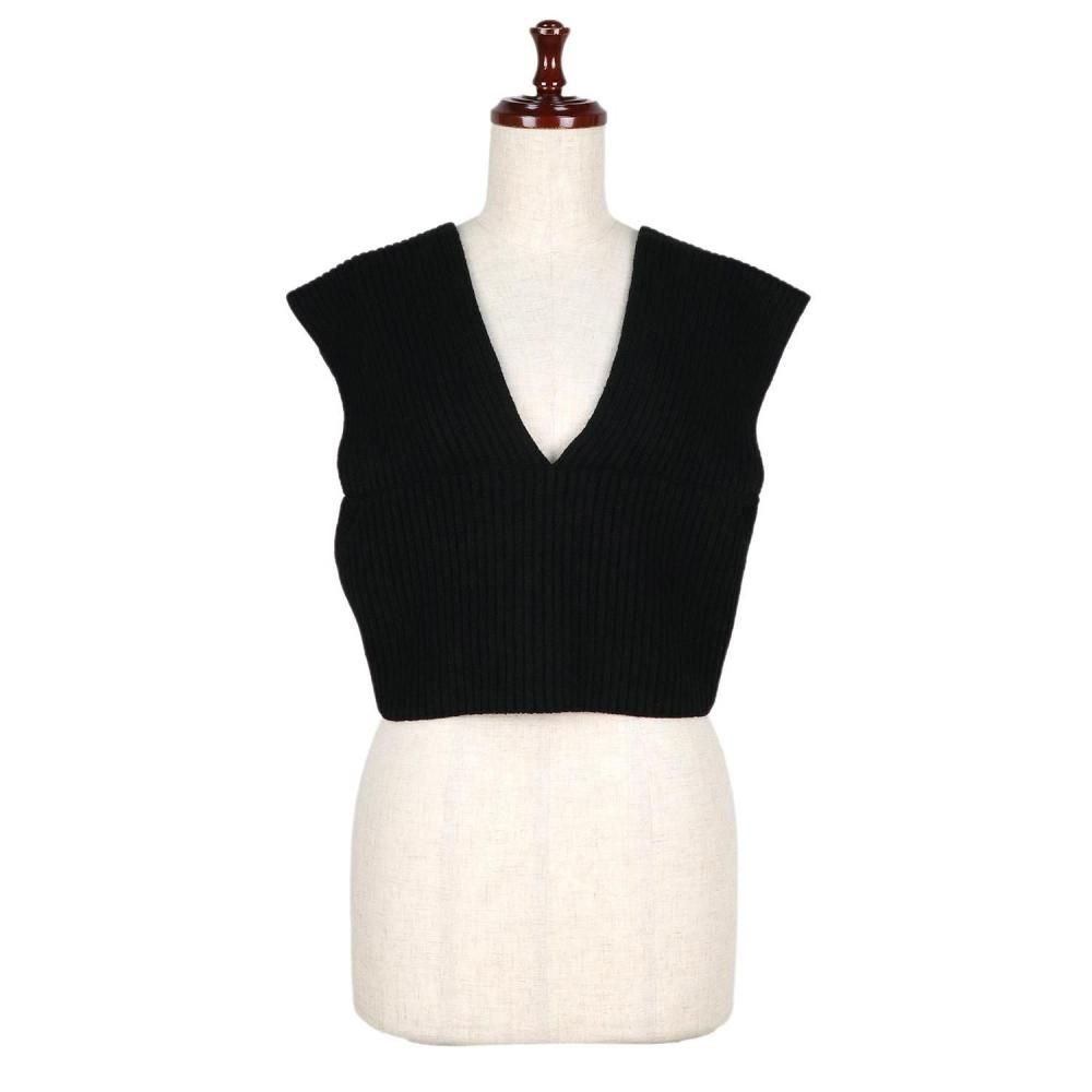 HYKE,ハイク,RIBED KINT WOOL CROPPED VEST