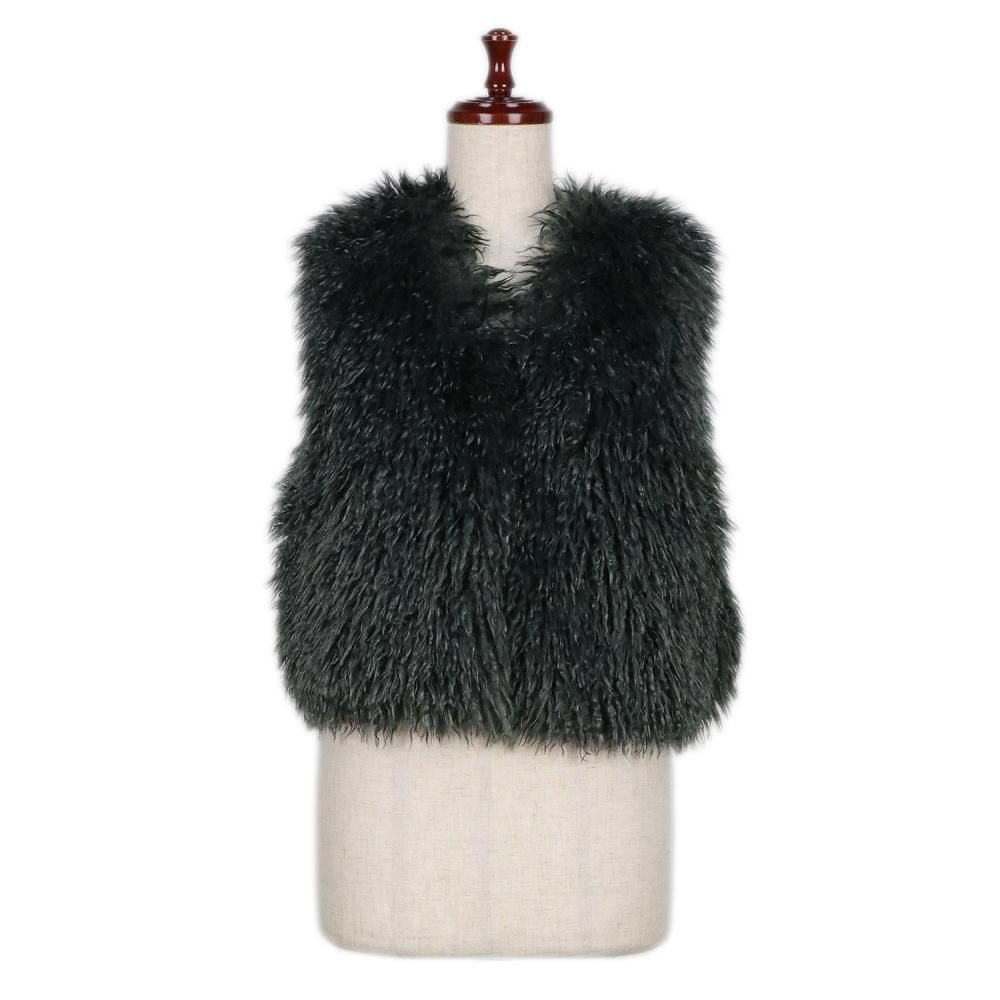 three dots スリードッツ Wavy fur short gilet AT WORK PLUS + MEN'S