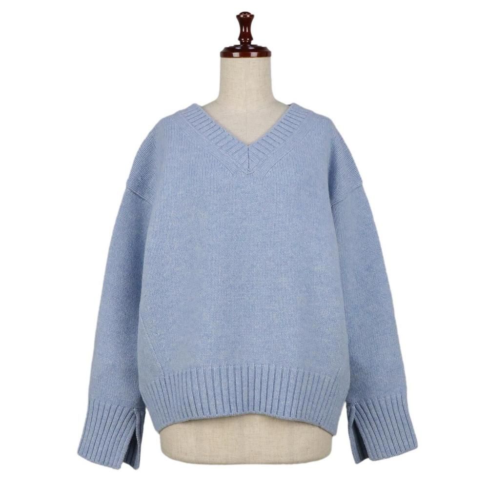 新品未使用　マカフィー　ラムカシミヤ　ニット　ブルー　S MACPHEE マカフィー ラムカシミヤ Vネックプルオーバー AT WORK PLUS +