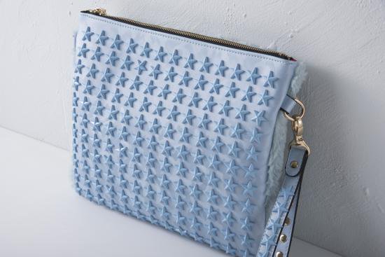 confuse(コンフューズ) Clutch Bag LightBlue Starstuds×LightBlue Fur