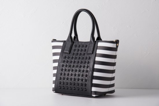 confuse(コンフューズ)BAG black×White BorderSwitch BlackStarstuds