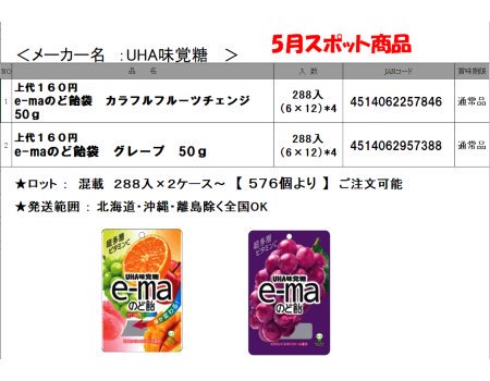 スポット商品 UHA味覚糖 e-maのど飴袋 - 菓子問屋かしど菓子通販卸売りタカオカのネットショッピング