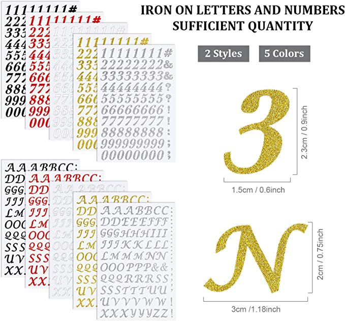 アイロン接着シート 文字と数字セット 粘着アルファベット DIY